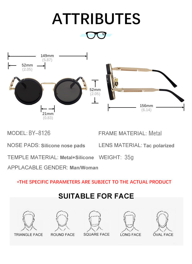 Retro Steampunk Polarized Sunglasses BY-8126