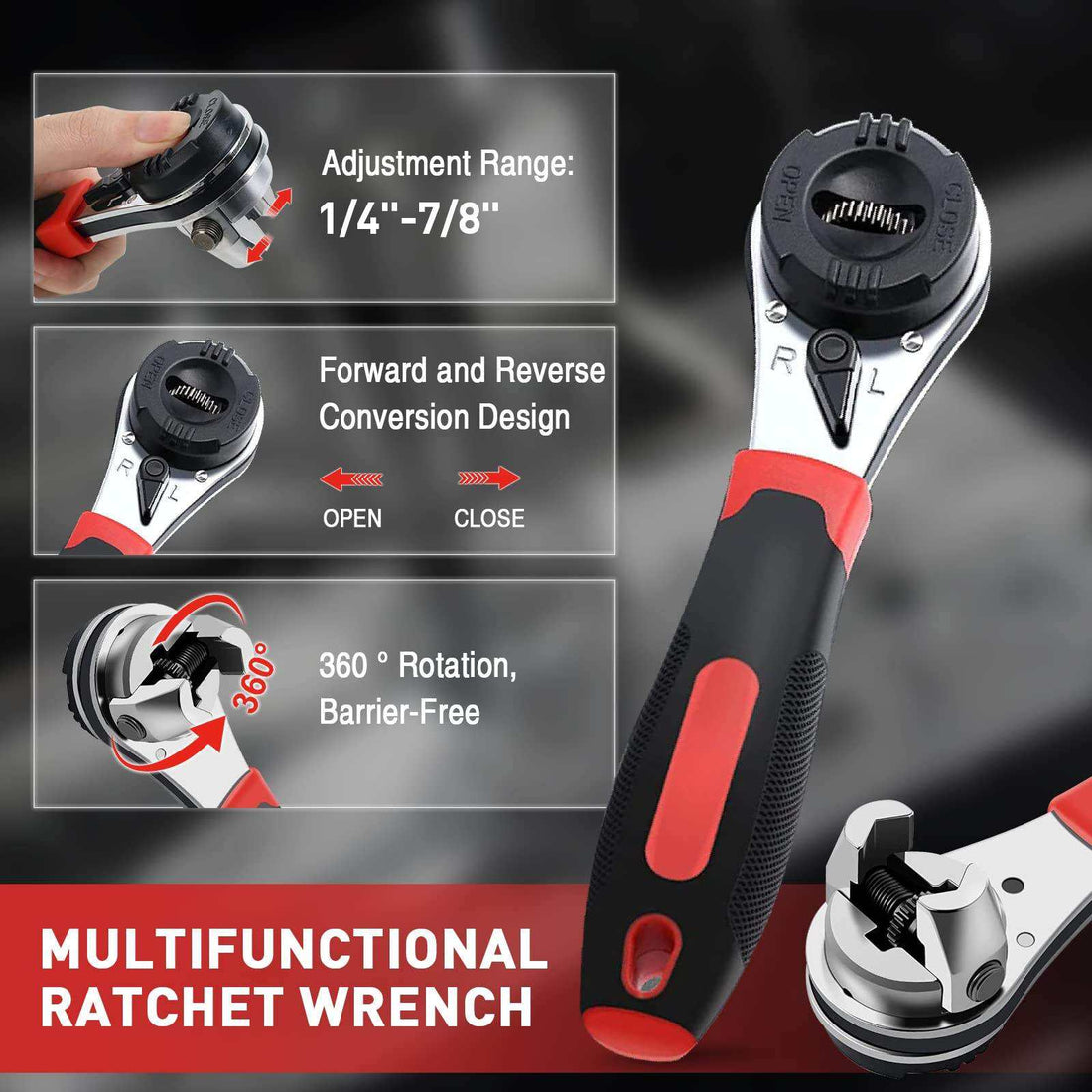 360° Multifunctional Ratchet Wrench – Adjustable Universal Grip Tool