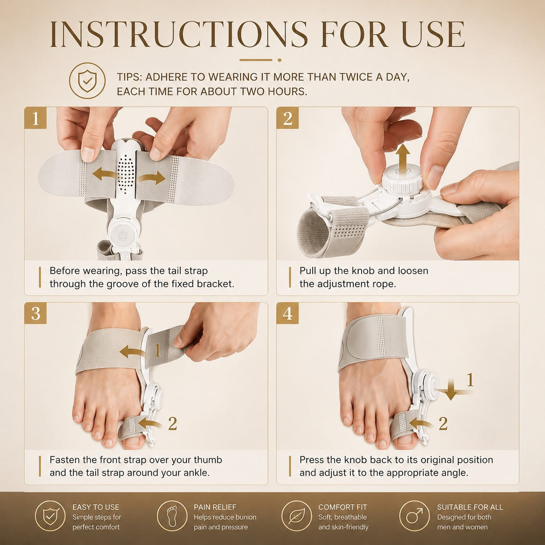 Pain Relief Bunion Toe Corrector – Adjustable Foot & Toe Alignment Support