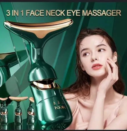 4D Electric Face & Neck Massager | Anti-Wrinkle Vibration Tool with 3 Replaceable Heads