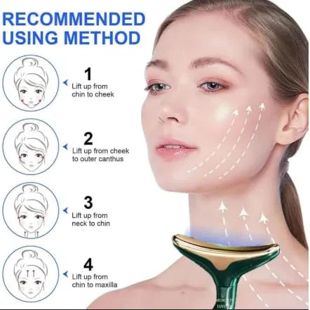 4D Electric Face & Neck Massager | Anti-Wrinkle Vibration Tool with 3 Replaceable Heads